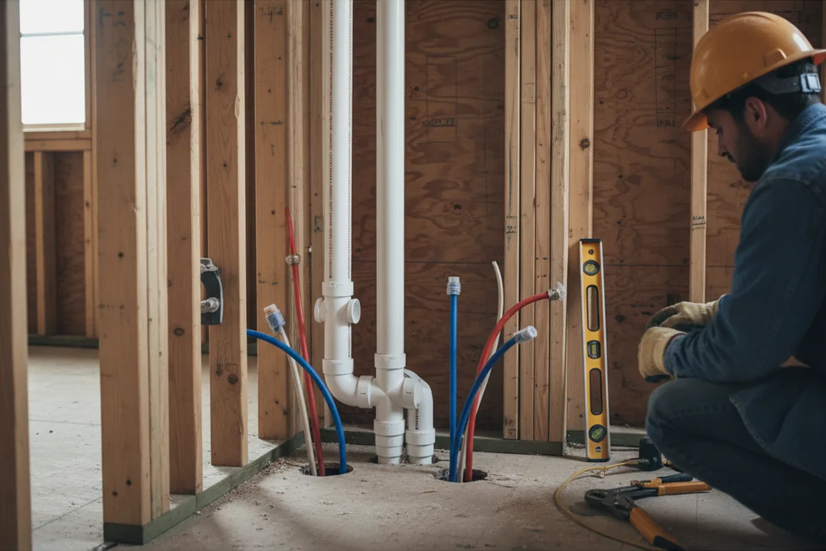 Drain and supply rough-in during Leak Detection in Glendale Springs