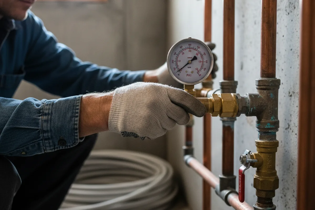 Pressure testing a repaired line during Water Line Repair in Glendale Springs